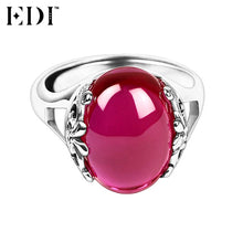 EDI 925 Sterling Silver Wedding Rings for Women Pink Natural Gemstones Ruby Thai Silver Rings Fine Jewelry Love Gifts