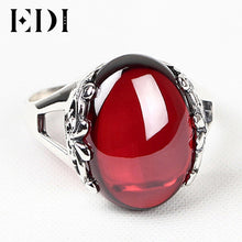 EDI 925 Sterling Silver Wedding Rings for Women Pink Natural Gemstones Ruby Thai Silver Rings Fine Jewelry Love Gifts